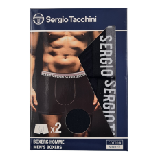 Global Licence Srl Sergio Tacchini férfi pamut boxeralsó - 2 db/csomag - fekete fehér felirattal - XL