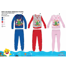 Global Licence Srl Téli vastag pamut gyerek pizsama - flanel pizsama - Baby Shark - világosrózsaszín - 110