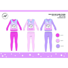 Global Licence Srl Téli vastag pamut gyerek pizsama - flanel pizsama - Unikornis - világosrózsaszín - 140