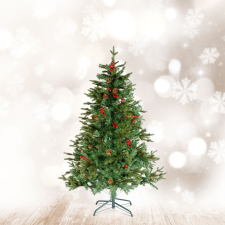 Globiz International Kft. Műfenyő - 150 cm - PE / PVC - piros bogyóval (56481B) műfenyő