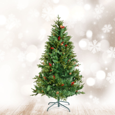 Globiz International Kft. Műfenyő - 180 cm - PE / PVC - piros bogyóval (56481C) műfenyő