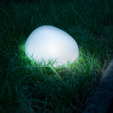 Globiz Leszúrható szolár lámpa - kavics forma - matt üveg - 165 x 142 x 115 mm - melegfehér LED kültéri világítás