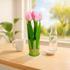 Globiz Műnövény dekoráció - tulipán - rózsaszín - 26 x 6,5 cm dekoráció