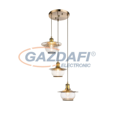 GLOBO 69030-3H NEVIS Függeszték, bronz , üveg, BxH:445x1500, exkl. 3xE27 60W 230V világítás