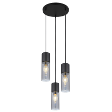 GLOBO ANNIKA FÜGGESZTÉK 3XE27 25W FEKETE FÉM/FÜST ÜVEG 30X150CM IP20 világítás