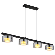 GLOBO Higgins függeszték fekete mat füstszínű 4xGx53 LED világítás
