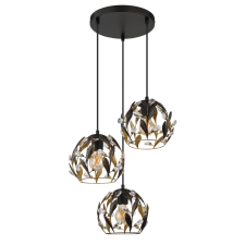 GLOBO Mika függőlámpa E27 3x max. 40W 41x150cm fekete-arany akril kristály világítás