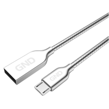  GND MicroUSB / USB kábel 1m, acélspirál borítás ezüst szín Adat- és tápkábel, csatlakozó USB A - microUSB kábel és adapter