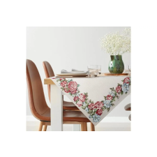  Gobelin terítő zsenília fonalból piros és kék virágokkal Natúr 100x100 cm +/-5% party kellék