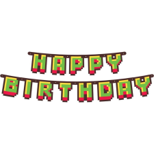 Godan Happy Birthday Felirat - Game On, 160 cm (492452) party kellék