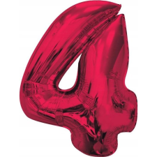 Godan Piros 4-es Red szám fólia lufi 92 cm (633866) party kellék
