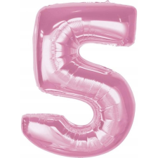 Godan Rózsaszín 5-ös Light Pink szám fólia lufi 92 cm (633843) party kellék
