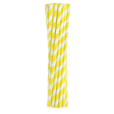 Godan Sárga Yellow Stripes rugalmas papír szívószál 12 db-os party kellék