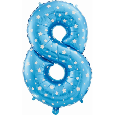Godan Szám Fólia Lufi - 8-as, 61 cm, Kék Csillagokkal (HS-C26N8) party kellék