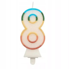 Godan Színes számgyertya csillámmal, 8,5 cm - 8 party kellék