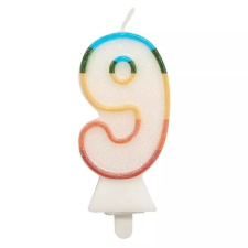 Godan Színes számgyertya csillámmal, 8,5 cm - 9 party kellék