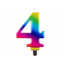 Godan Szivárvány színű születésnapi gyertya, 8 cm - 4 party kellék