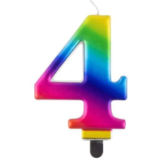 Godan Szivárvány színű születésnapi számgyertya, 8 cm - 4 party kellék