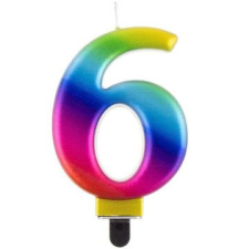 Godan Szivárvány színű születésnapi számgyertya, 8 cm - 6 party kellék