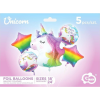 Godan Szivárvány unikornis fólia luficsokor (5 darabos) (GODA2492)
