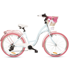 GOETZE ® Mood Női kerékpár 6 fokozat 26″ kerék 17” váz 155-180 cm magassag, Kék/Rózsaszín city kerékpár