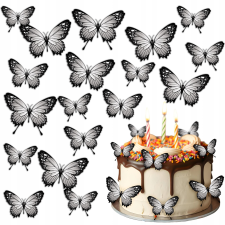 Gofri fehér pillangó ehető torta dekoráció 23 db party kellék