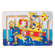 Goki Fából készült hajó puzzle, 9 darabos puzzle, kirakós