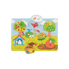 Goki fából készült háttér formázó puzzle: A kertben, 8 db. puzzle, kirakós