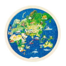 Goki Fából készült puzzle - földgömb, 57 darabos puzzle, kirakós