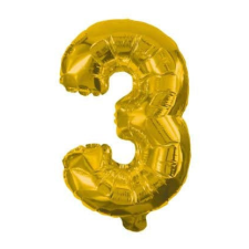 Gold, Arany mini 3-as szám fólia lufi 31 cm party kellék