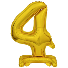  Gold, Arany mini 4-es szám fólia lufi talppal 38 cm party kellék