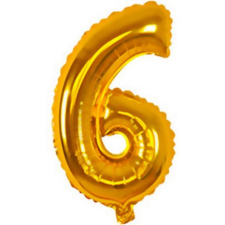  Gold, Arany mini 6-os szám fólia lufi 35 cm party kellék