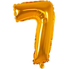 Gold, Arany mini 7-es szám fólia lufi 33 cm party kellék