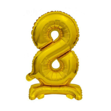  Gold, Arany mini 8-as szám fólia lufi talppal 38 cm party kellék