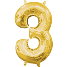 Gold, Arany mini szám fólia lufi 3-as 40 cm party kellék