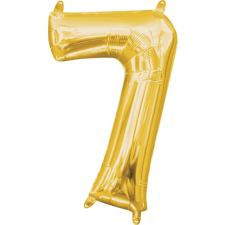 Gold, Arany mini szám fólia lufi 7-es 40 cm party kellék