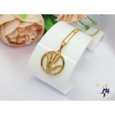  Gold filled kéz a kézben szinbólumos medálos nyaklánc-18K nyaklánc