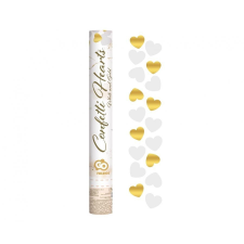  Gold White Hearts, Szív konfetti kilövő 40 cm party kellék