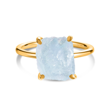  Golden Simple Stone Aquamarine ezüst gyűrű 7 gyűrű