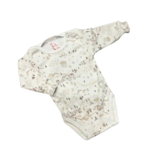 Gólyahír 2 Méretes Hosszú Ujjú Body - Fehér/Bézs Házikós - 56 kombidressz, body