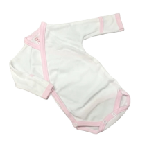 Gólyahír Réklis Hosszú Ujjú Body - Fehér/Rózsaszín Szegéllyel - 56 kombidressz, body