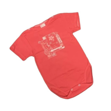 Gólyahír Rövid Ujjú Body Nyomott Mintás - Korall Virágos - 92 kombidressz, body