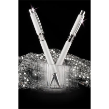 Golyóstoll, Crystals from SWAROVSKI®, fehér, középen fehér kristályokkal töltve 14cm toll
