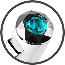  Golyóstoll, fehér-ezüst, "Rialto", light türkiz SWAROVSKI® kristállyal, 14 cm, ART CRYSTELLA® toll