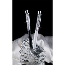 . Golyóstoll, felül fehér kristályokkal, 14 cm, MADE WITH SWAROVSKI ELEMENTS, krémfehér (TSWG022) toll