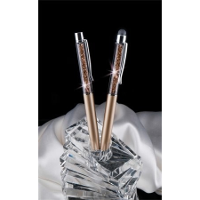 . Golyóstoll, felül topáz kristályokkal, 14 cm, Crystals from SWAROVSKI®, arany toll