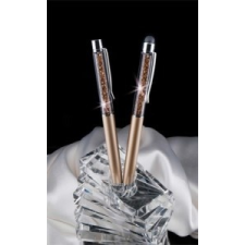  Golyóstoll, felül topáz kristályokkal, 14 cm, Crystals from SWAROVSKI®, arany toll