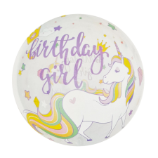  Gömb alakú buborék lufi – 50 cm – Birthday Girl - Unikornis party kellék