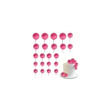  Gömb alakú pink színű gömbök,tortadísz,beszúró 20 db/csomag sütés és főzés