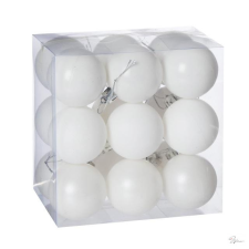  Gömb dobozban, mûanyag, 5 cm, fehér, 3 féle, S/18 dekorációs kellék